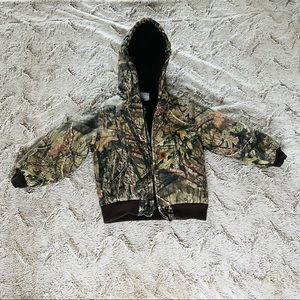Carhartt Boys' Quilt Lined Flannel Camo Hooded Active Jacket - SIZE 3T